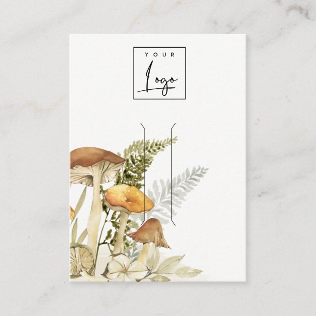 Mushroom Fern Foliage Logo Hair Clip Display Business Card (Front)