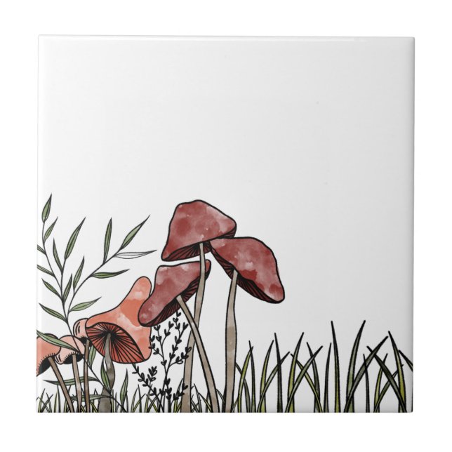 Mushroom Field  Ceramic Tile (Front)
