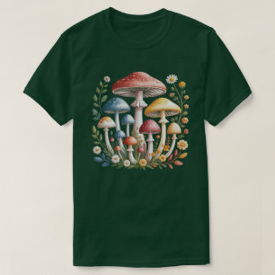 Mushroom Flower Botanical Wildflower Retro Cottag T-Shirt