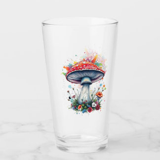 Mushroom Flowers Woodland Colorful Splash Glass