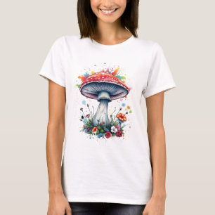 Mushroom Flowers Woodland Colourful Splash T-Shirt