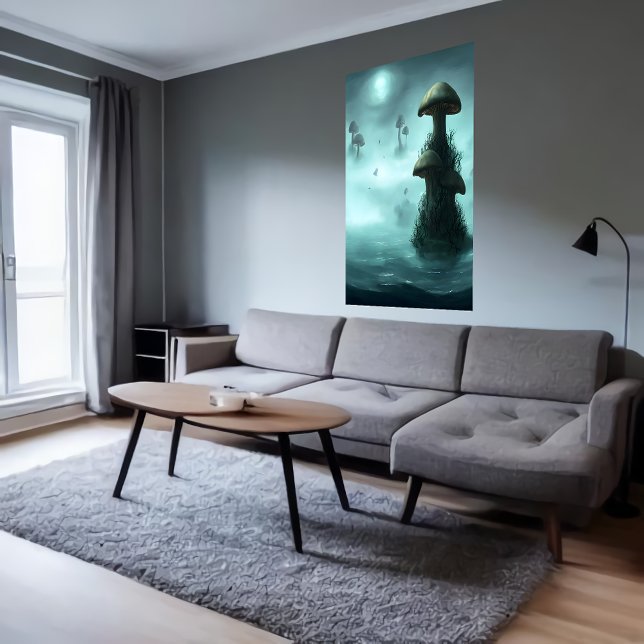 Mushroom, fog and ocean  | AI Art  Poster (Creator Uploaded)