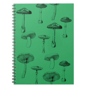 Mushroom Foraging Drawings Pattern Notebook