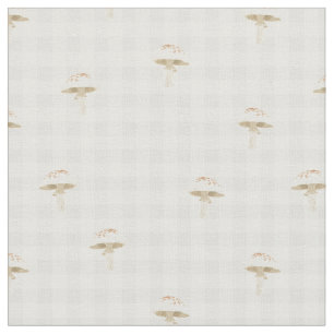 mushroom foraging - white button mushroom checkere fabric