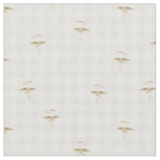mushroom foraging - white button mushroom checkere fabric