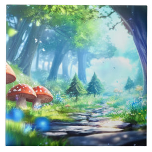Mushroom Forest Ceramic Tile