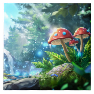 Mushroom Forest Ceramic Tile