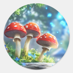 Mushroom Forest Classic Round Sticker