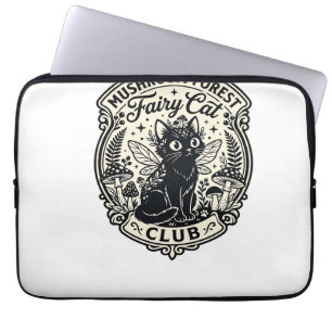 Mushroom Forest Fairy Cat Funny Cat Graphic - Mush Laptop Sleeve