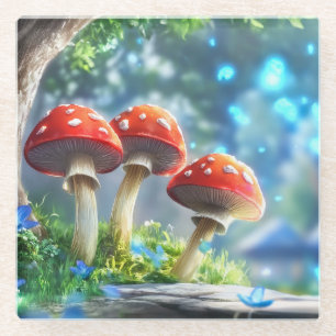 Mushroom Forest Glass Coaster
