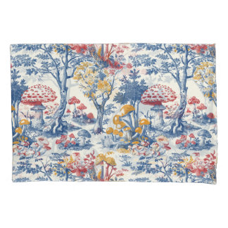 Mushroom Forest in Toile De Jouy Pillowcase