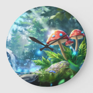 Mushroom Forest Large Clock