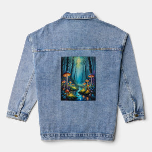 Mushroom Forest Magic Glow Scene Tee Denim Jacket