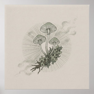  Mushroom & Forest Mycelium Poster