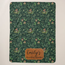 Mushroom Forest Sherpa Fleece Blanket | Botanical 