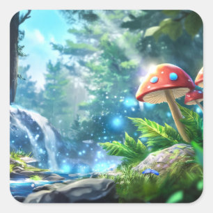 Mushroom Forest Square Sticker