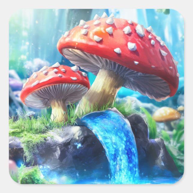 Mushroom Forest Square Sticker (Front)