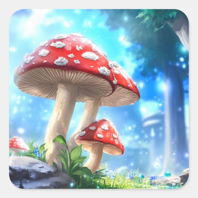 Mushroom Forest Square Sticker (Front)