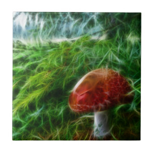 Mushroom Fractal Forest Ceramic Tile