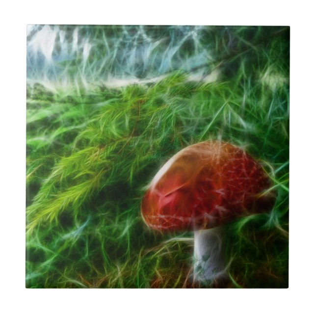 Mushroom Fractal Forest Ceramic Tile (Front)