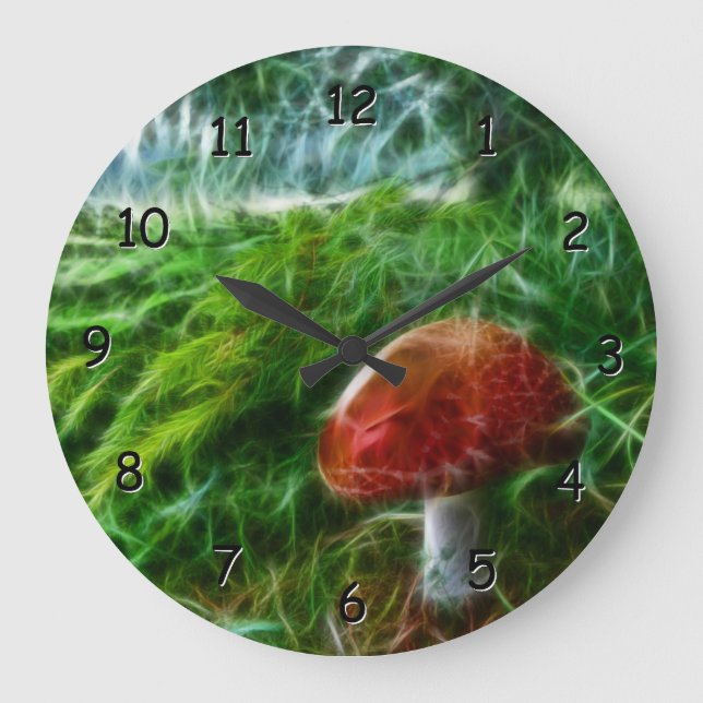 Mushroom Fractal Forest Large Clock (Front)