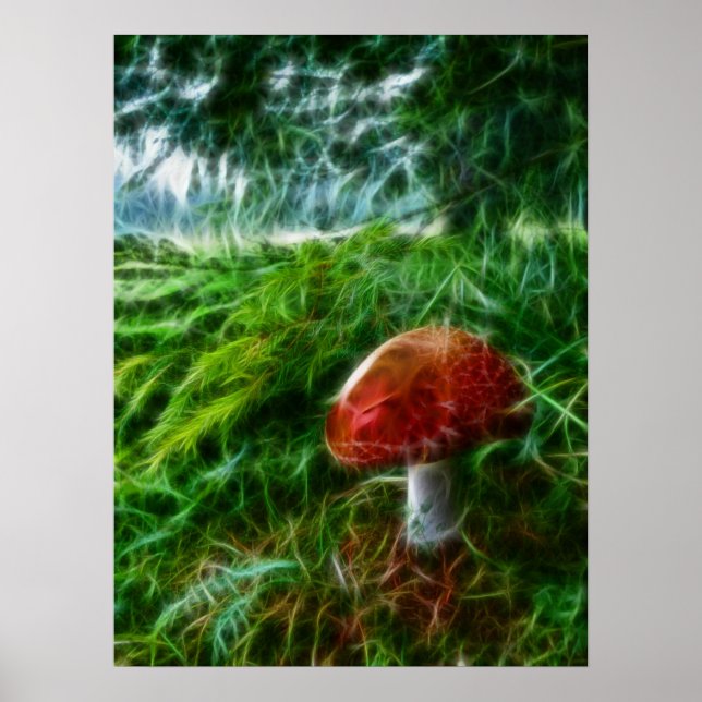 Mushroom Fractal Forest Poster (Front)