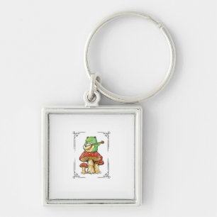 Mushroom Frog Goblincore Mycology Artistic Design Key Ring