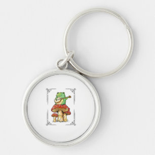Mushroom Frog Goblincore Mycology Artistic Design Key Ring