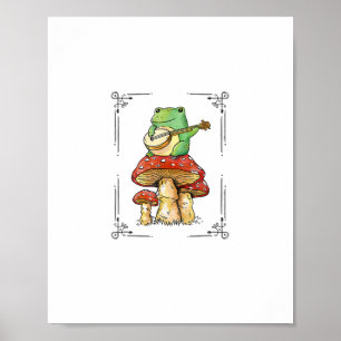 Mushroom Frog Goblincore Mycology Artistic Design Poster