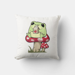 Mushroom Frog Goblincore Mycology Creative Style Cushion