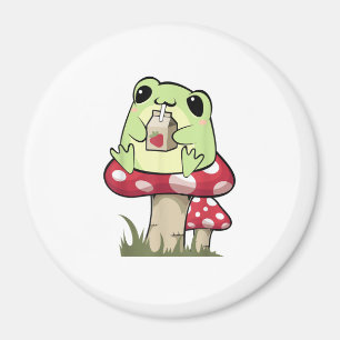 Mushroom Frog Goblincore Mycology Creative Style Magnet