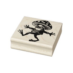 Mushroom Frog Rubber Stamp