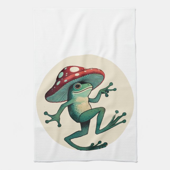 Mushroom Frog                                      Tea Towel (Vertical)