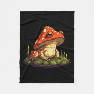 Mushroom Frog Toadstool Nature Aesthetic Cottageco Fleece Blanket