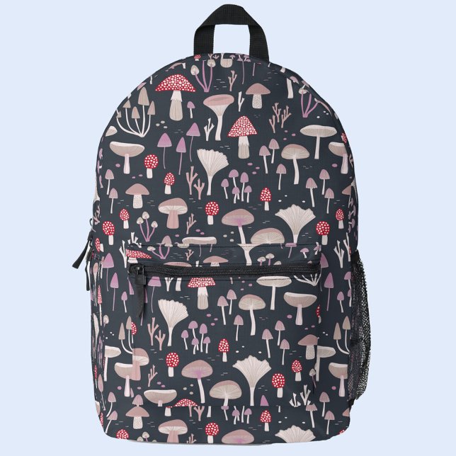 Mushroom Fungi and Toadstool Printed Backpack (Mushroom toadstool fungi pattern backpack)