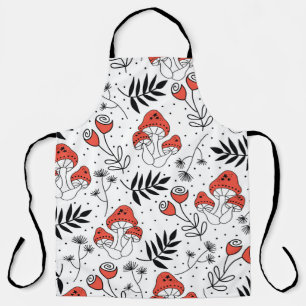 Mushroom Fungi: Nature Line Art Apron