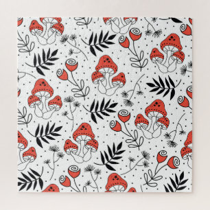 Mushroom Fungi: Nature Line Art Jigsaw Puzzle