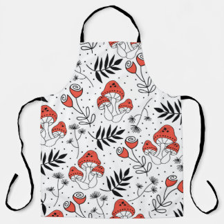 Mushroom fungi seamless vintage repeat pattern. Li Apron