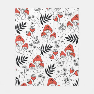 Mushroom fungi seamless vintage repeat pattern. Li Fleece Blanket