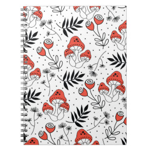 Mushroom fungi seamless vintage repeat pattern. Li Notebook