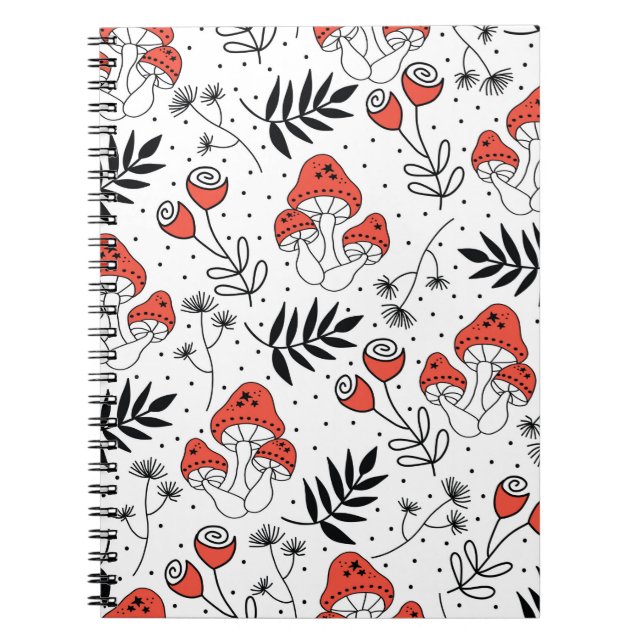 Mushroom fungi seamless vintage repeat pattern. Li Notebook (Front)
