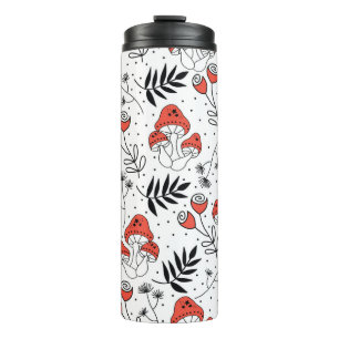 Mushroom fungi seamless vintage repeat pattern. Li Thermal Tumbler
