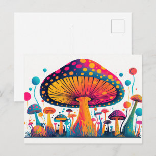 Mushroom fungus plant art. Small Postcard