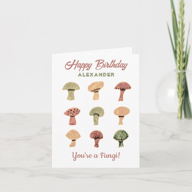 Mushroom Funny Birthday Card Personalised Fungi (Front)