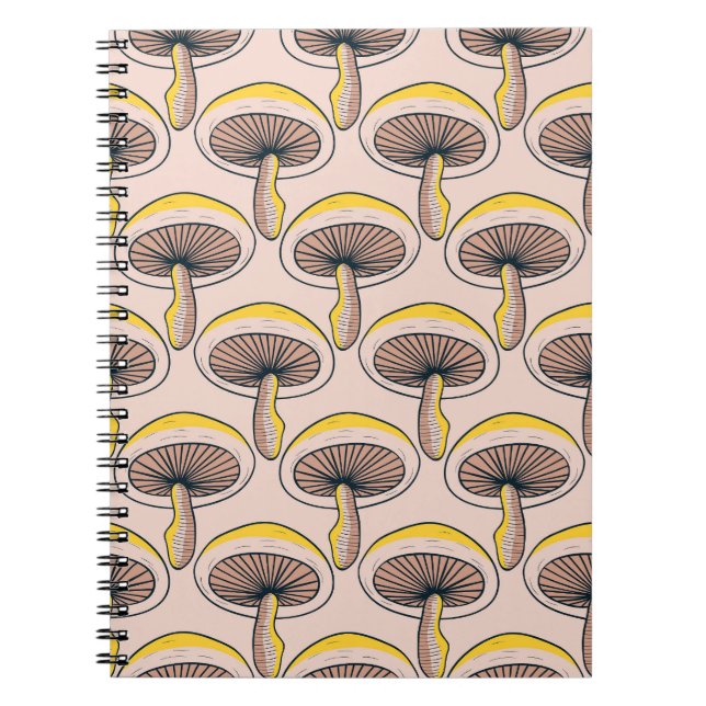 Mushroom Garden: Vintage Nature Pattern Notebook (Front)