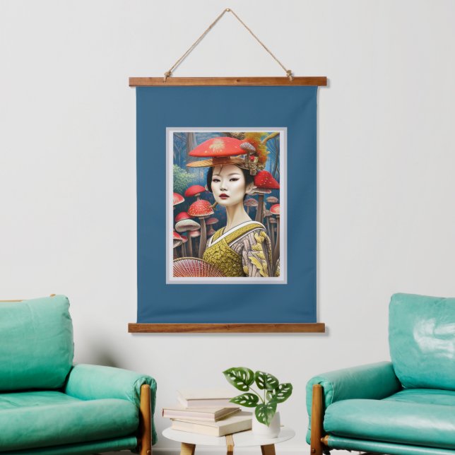 Mushroom Geisha Surreal Fantasy Art   Hanging Tapestry (Living Room)