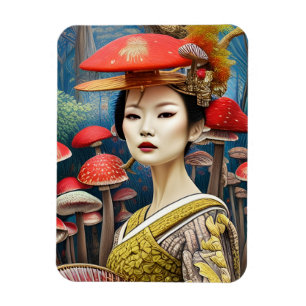 Mushroom Geisha Surreal Fantasy Art  Magnet