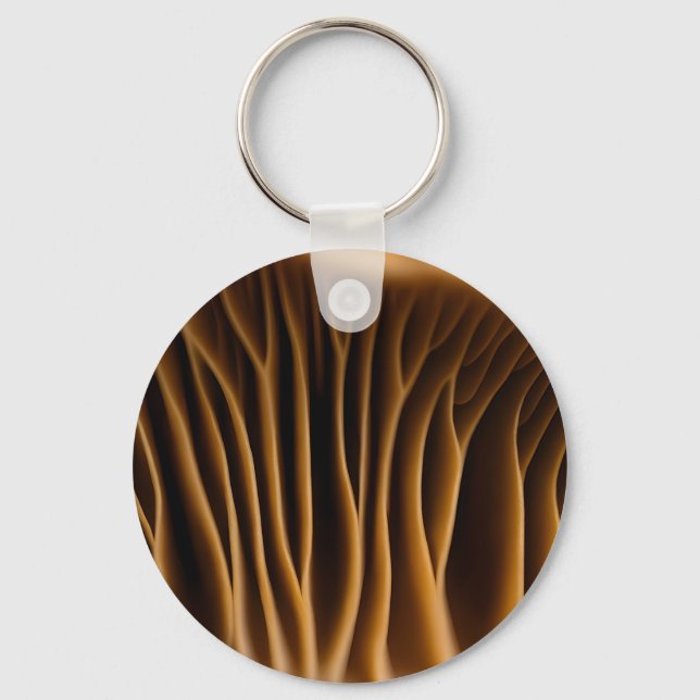 Mushroom Gills Macro Golden Brown Key Ring (Front)