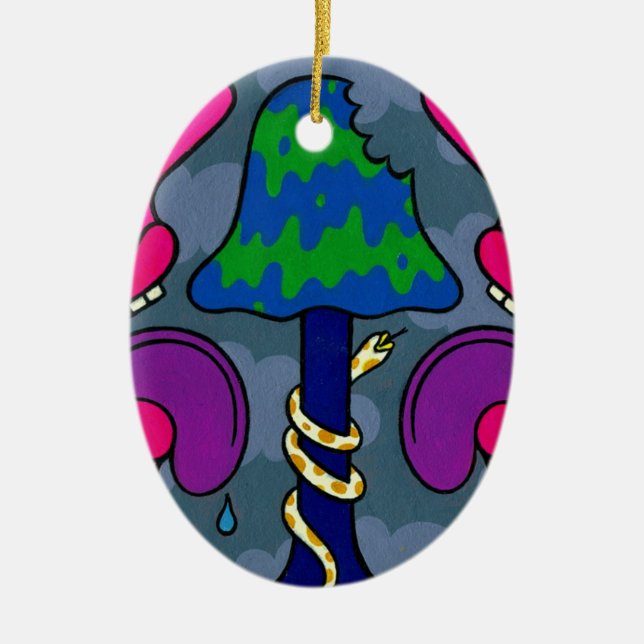 Mushroom Gloom #2 Ceramic Ornament (Front)