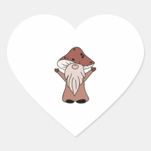 Mushroom Gnome Heart Sticker